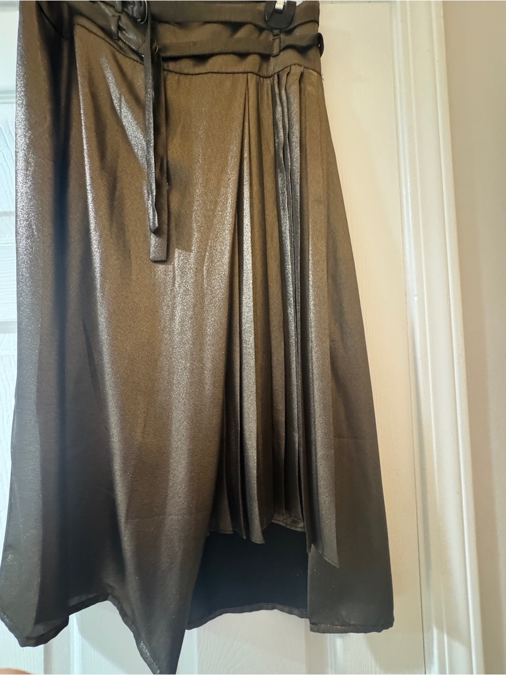 Leith Metallic Brown Skirt with pleating detail